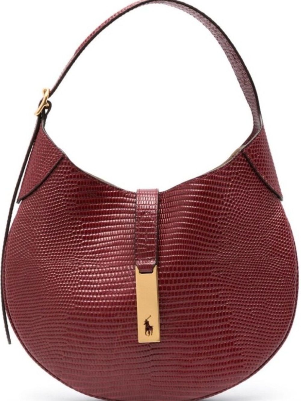 Polo Ralph Lauren small Polo ID embossed lizard-skin leather shoulder bag
